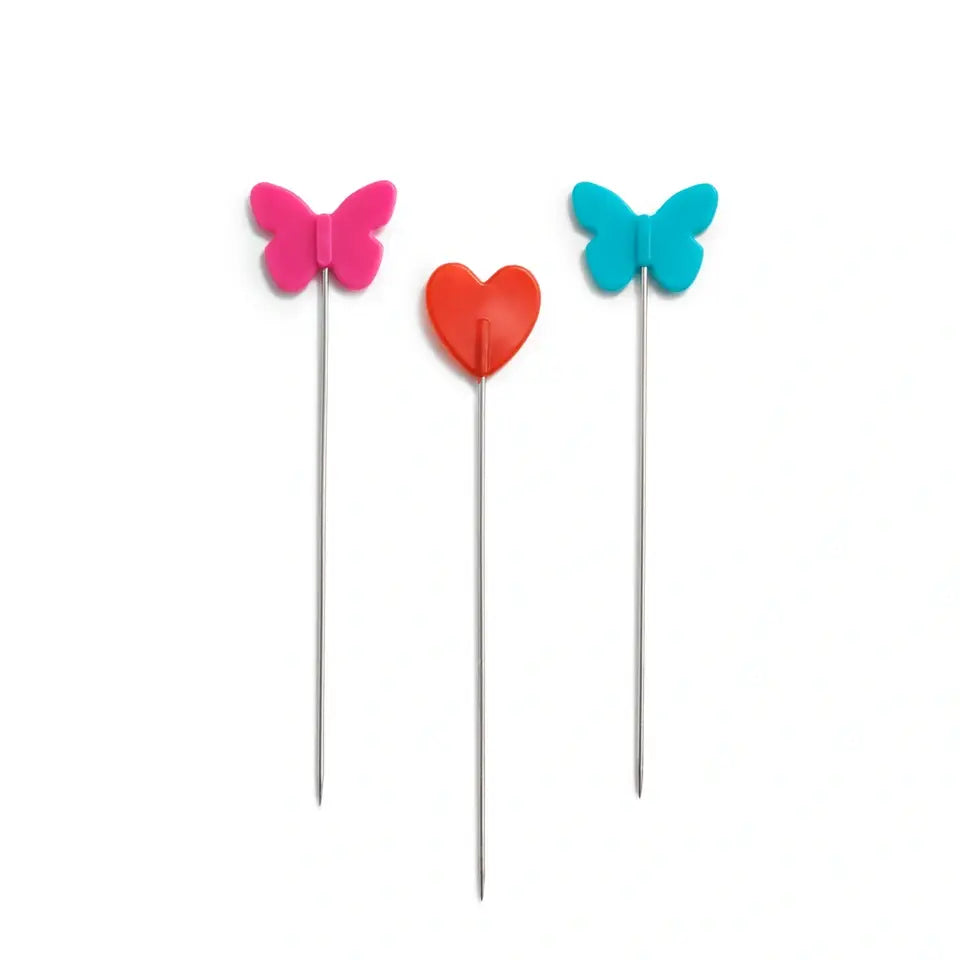 Prym Love Plastic Head Pins Hearts and Butterflies