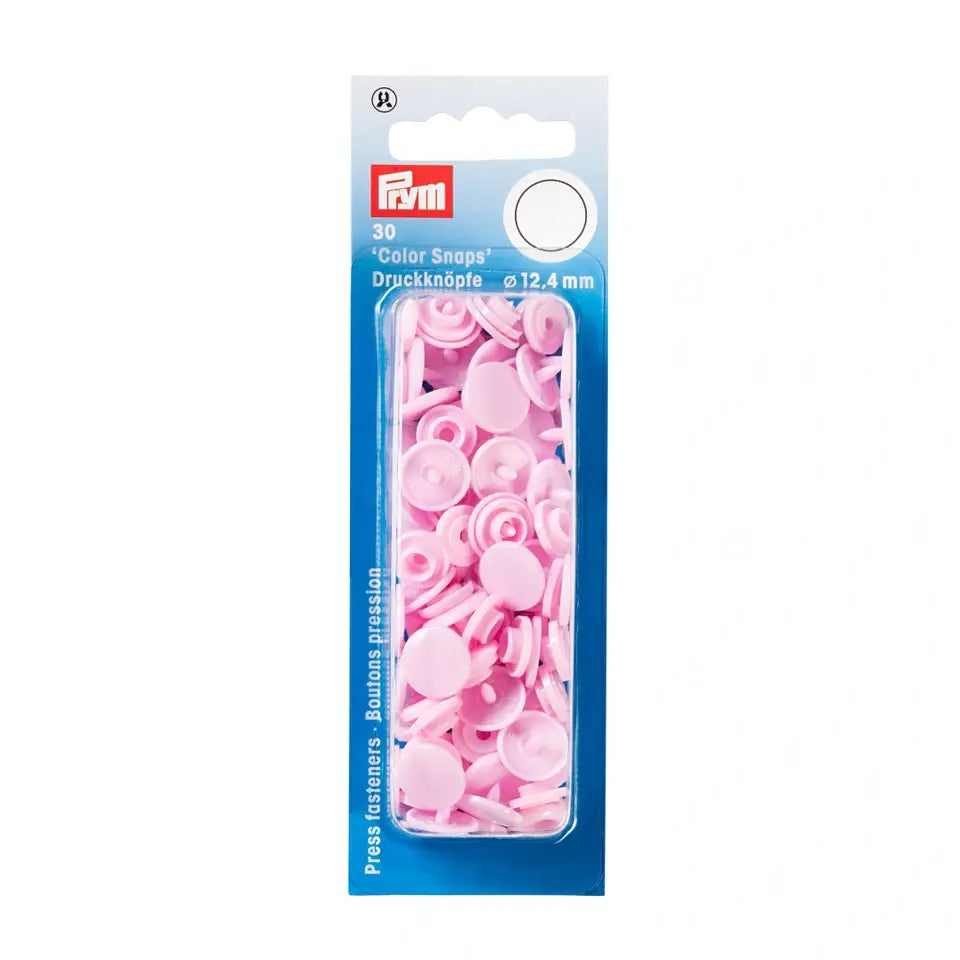 Prym Non Sew Colour Snaps 12.4mm Pink x 30