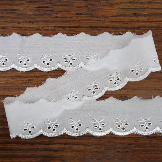 Broderie Anglaise Trim Cherry Design 1.5" wide White 50 metre cards