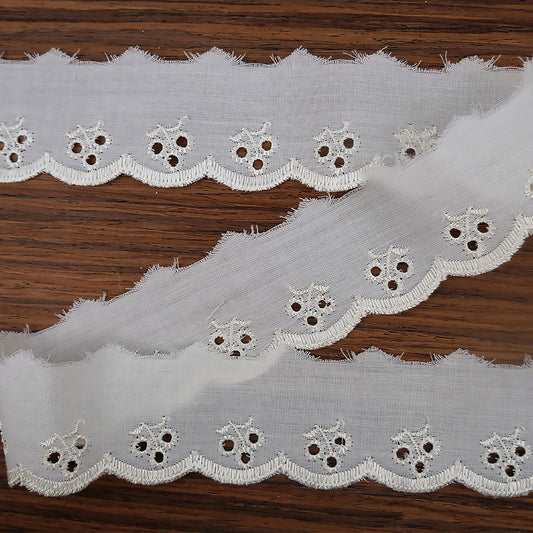 Broderie Anglaise Trim Cherry Design 1.5" wide Ivory 50 metre cards