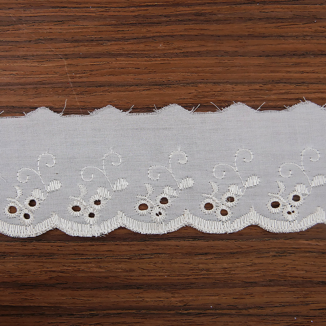 Broderie Anglaise Trim Cherry Design 2" wide Ivory 27.4 metre cards