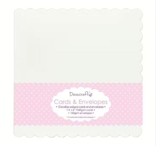Dovecraft 10 Die Cut Scallop Edged 6x6 Cards & Envelopes