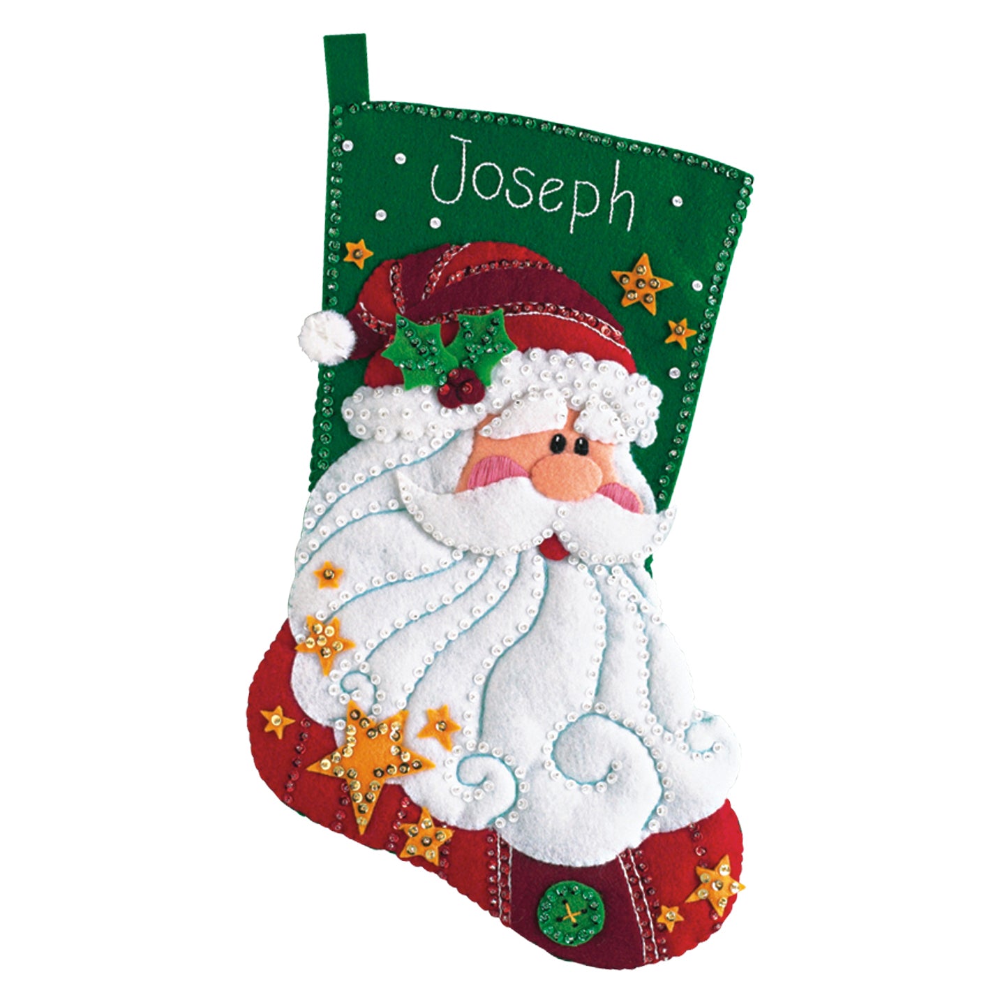 Dimensions Felt Applique Kit, Sequin Santa Stocking