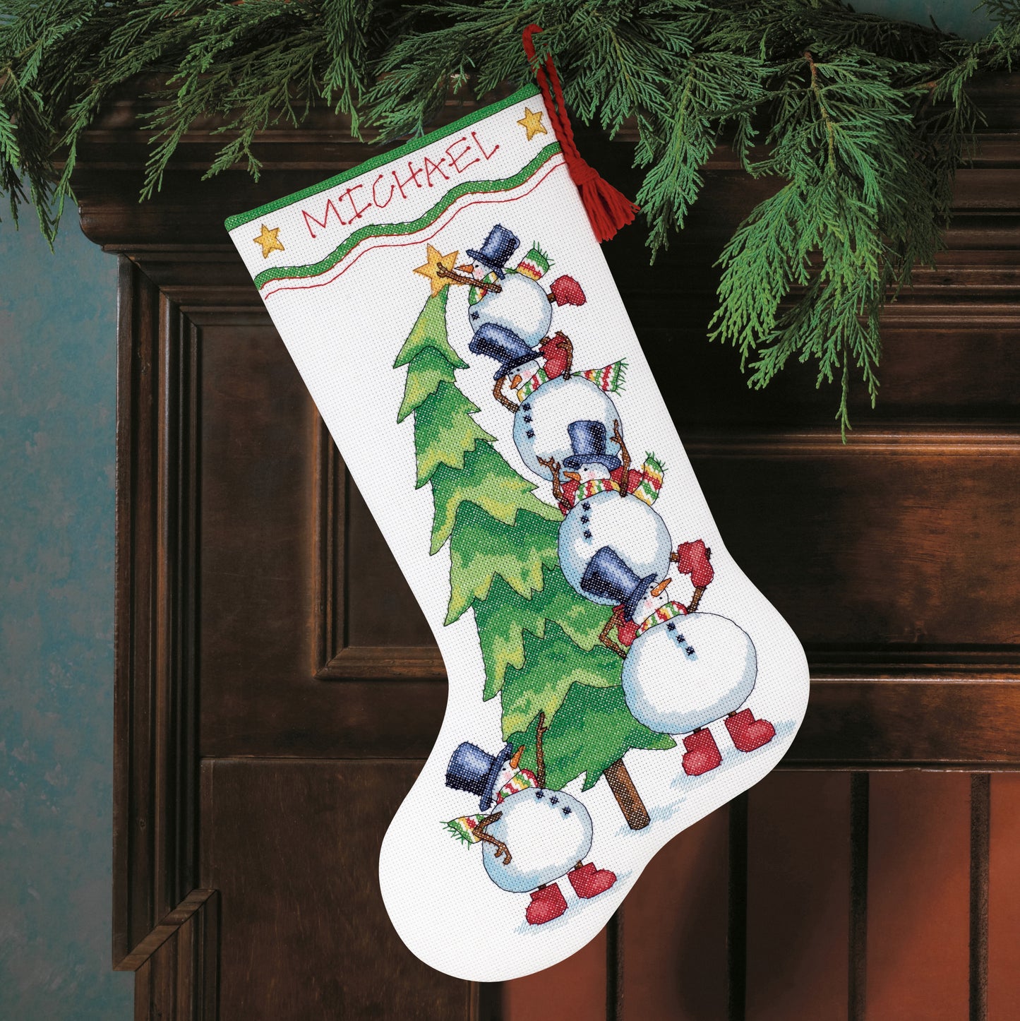 Dimensions Counted Cross Stitch Kit Trimming the Tree Stocking