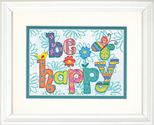 Dimensions Stamped Cross Stitch Kit Be Happy