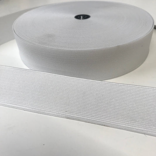 Elastic Woven 38mm White 100 metres on reels