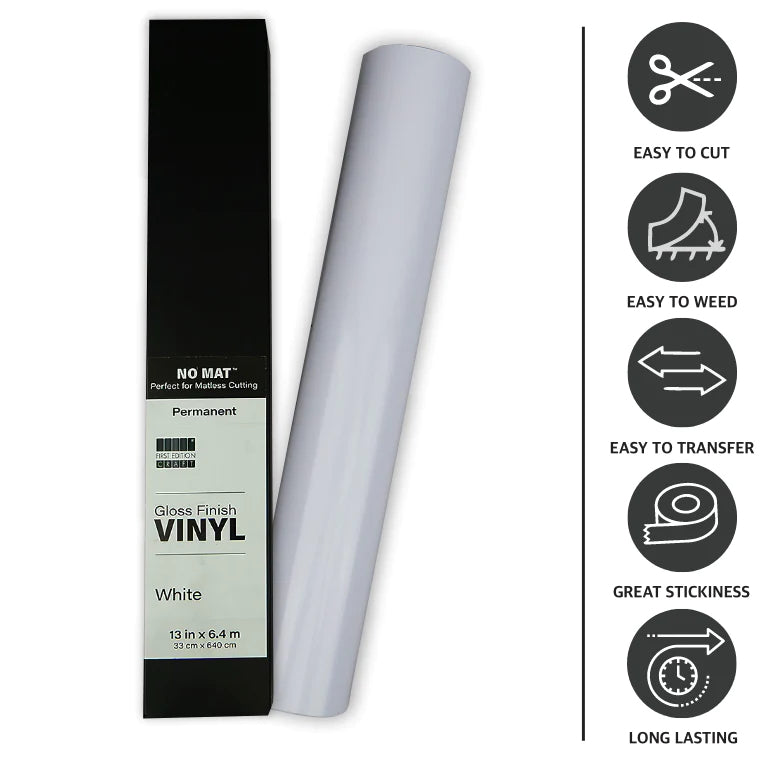 First Edition Mat-less Vinyl Permanent Gloss - White 13in x 252in