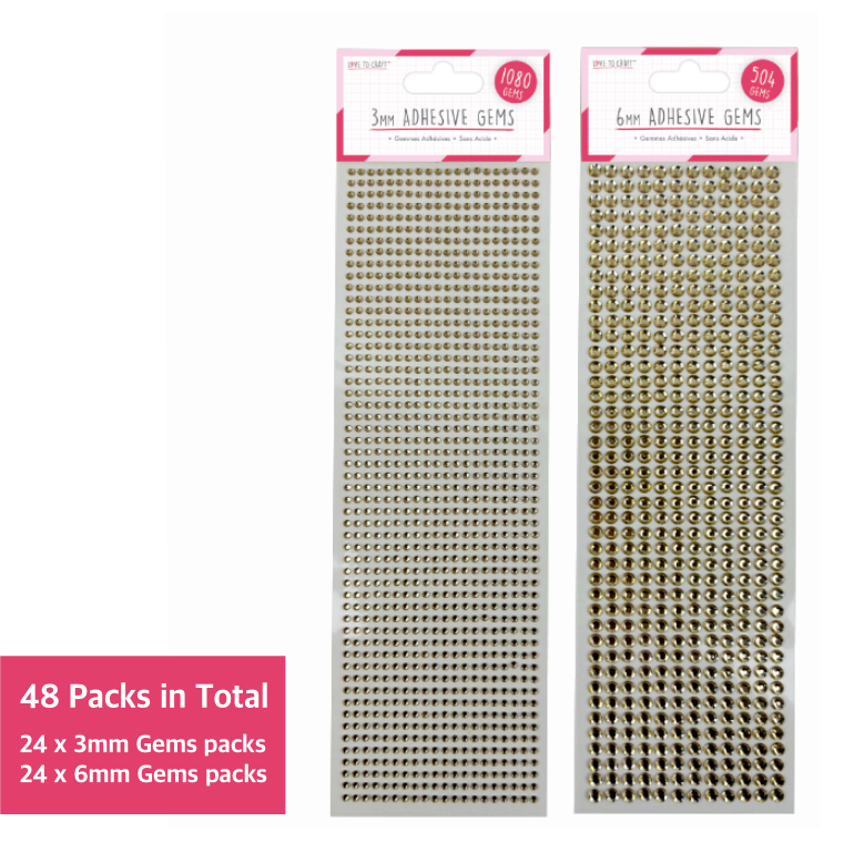 Love To Craft Gems Gold 48 piece - 24 x 3mm & 6mm