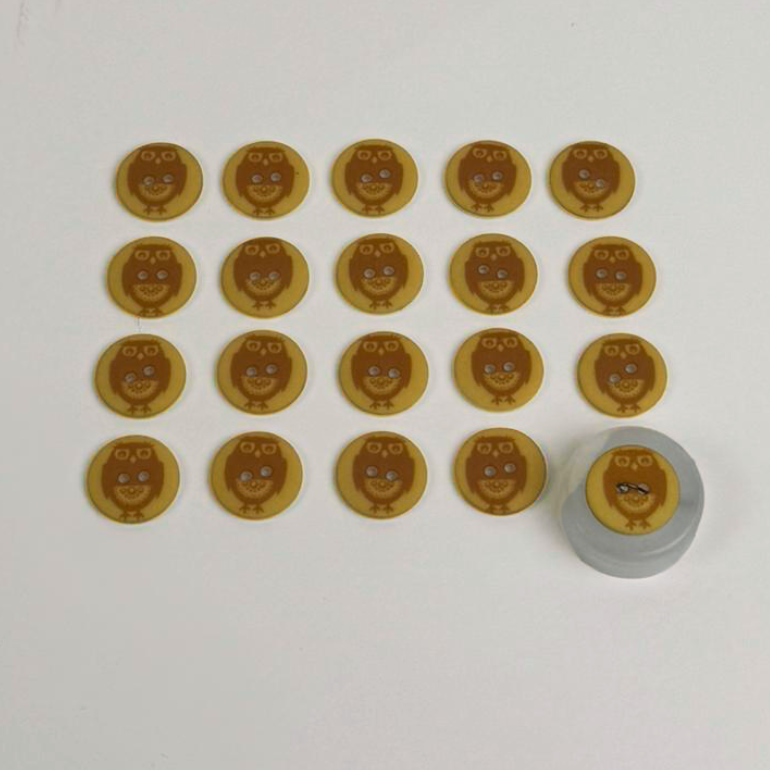 Owl 15mm Buttons - Gold 20pieces