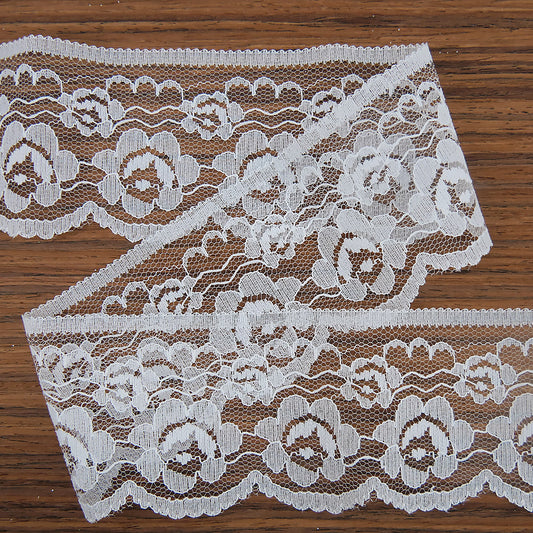 Lace Rose Design 2.5" wide Ivory 100 metre reels