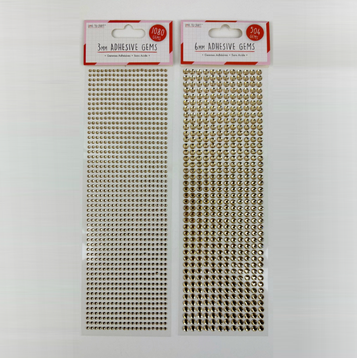 Love To Craft Gems Gold 48 piece - 24 x 3mm & 6mm