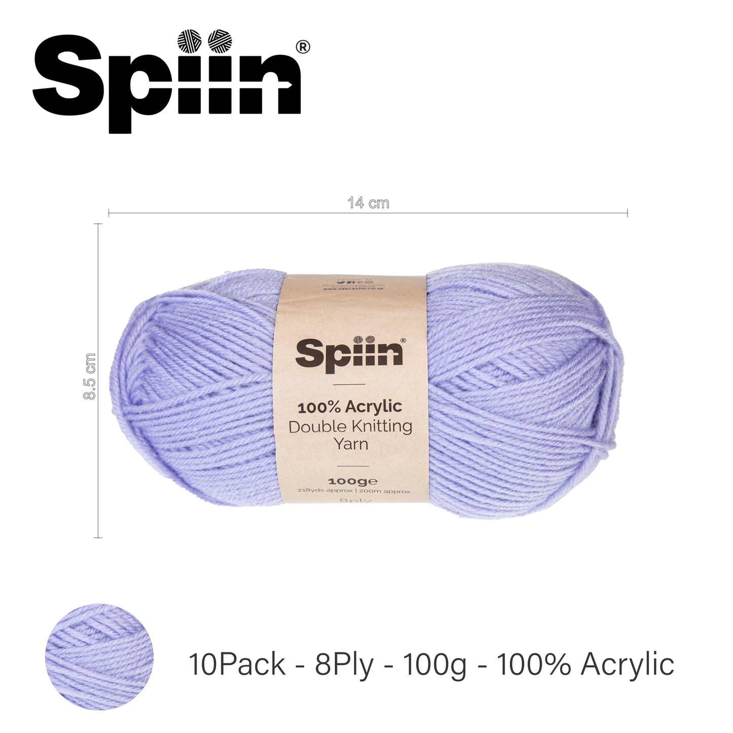 Spiin High Quality Double Knit Yarn - 10x100g Balls Lilac