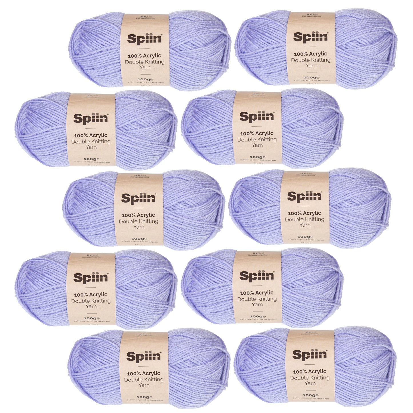 Spiin High Quality Double Knit Yarn - 10x100g Balls Lilac