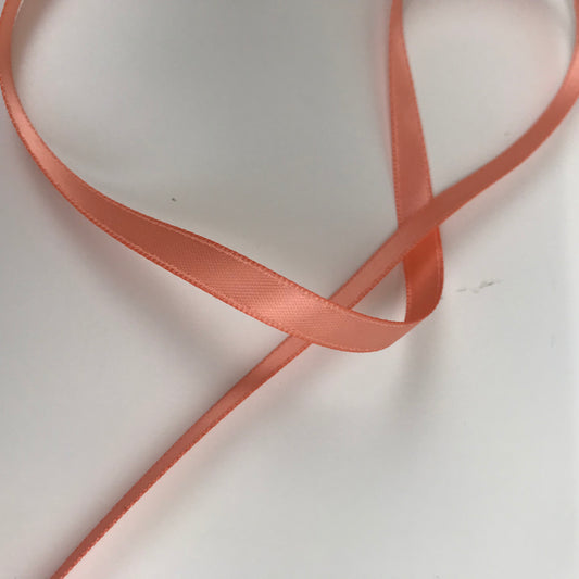 Double side Satin 6mm Ribbon 20 metre reel Peach