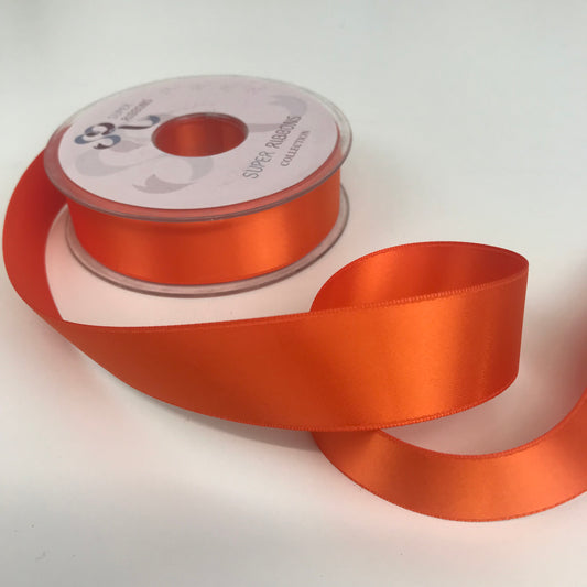 Double side Satin 25mm Ribbon 20 metre reel Orange
