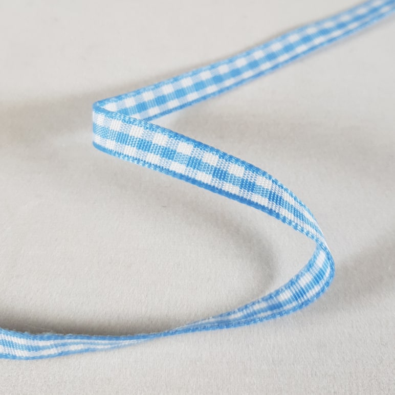 Gingham Ribbon 6mm 20 metre reel White/Blue