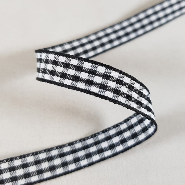 Gingham Ribbon 10mm x 20m Black/White