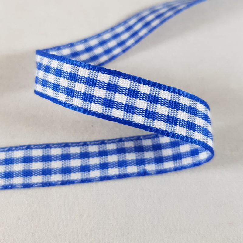 Gingham Ribbon 10mm x 20m Royal/White