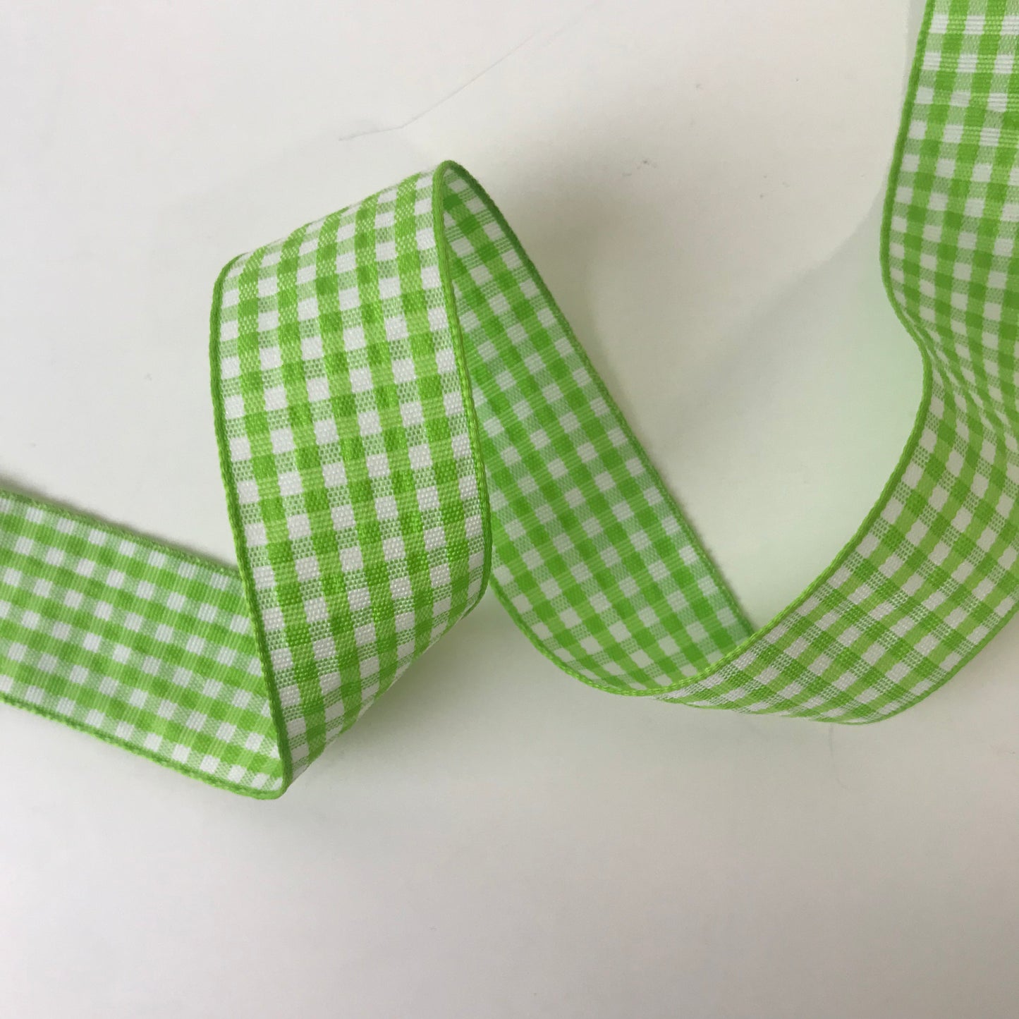 Gingham Ribbon 25mm x 20m Lime/White