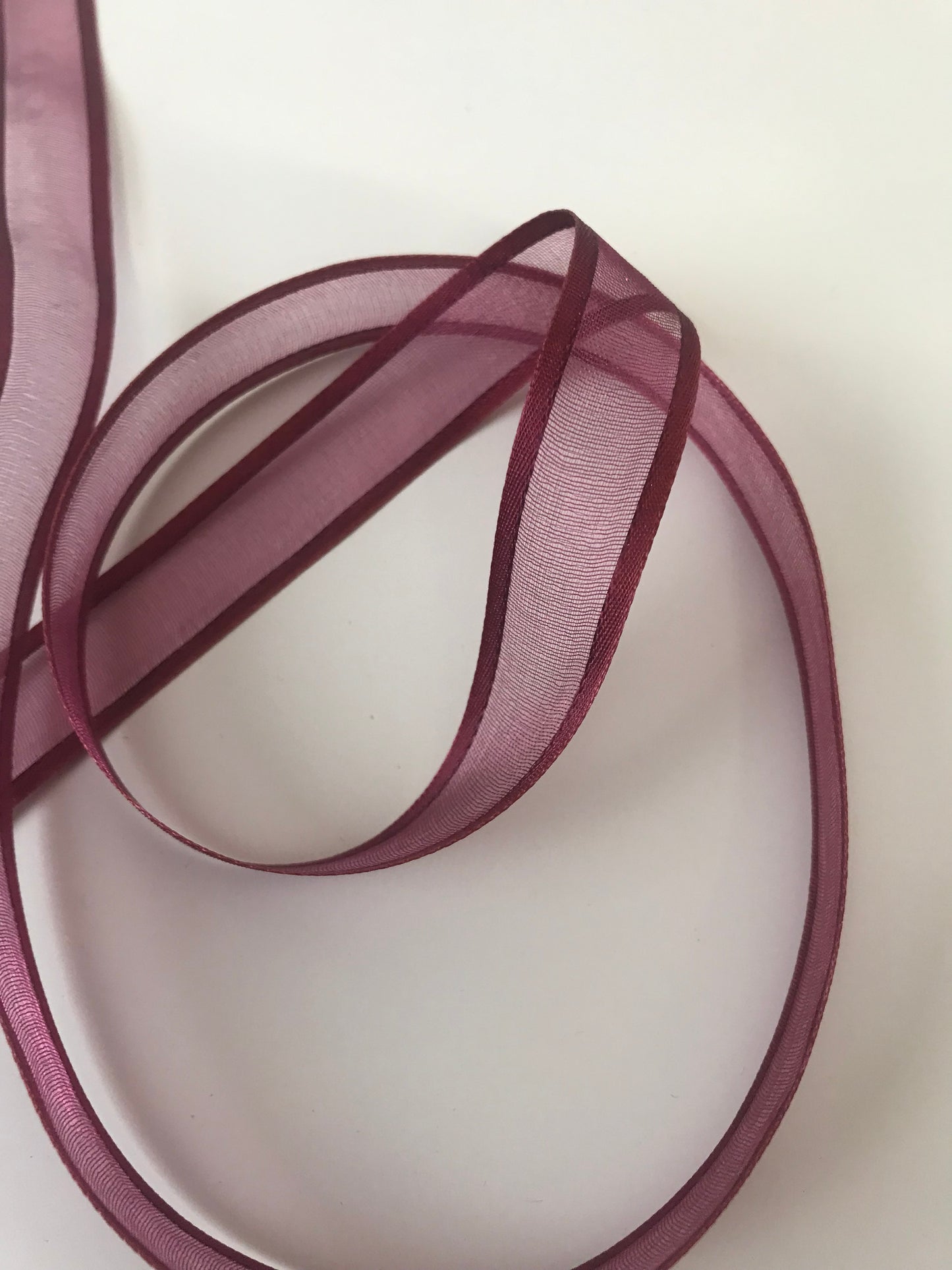 Satin Edge Organza Ribbon 15mm Burgundy 20m reel