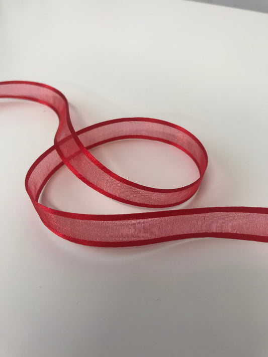 Satin Edge Organza Ribbon 15mm Red 20m reel