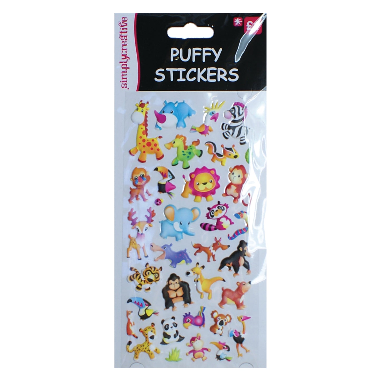 Simply Creative Puffy Sticker African Animals B