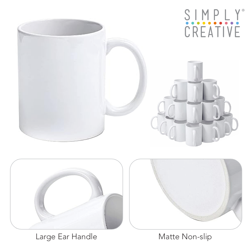 Simply Creative White Sublimation Mugs 11OZ - 36pcs