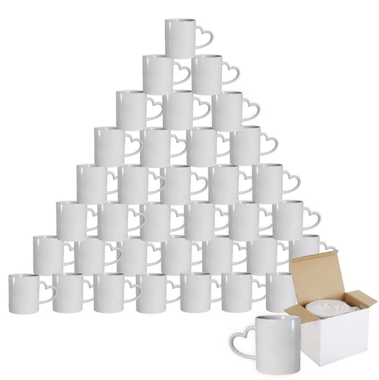 Simply Creative Sublimation Mugs in Boxes - White Heart 11OZ - 36pcs