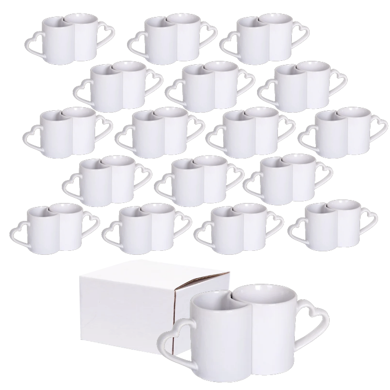 Simply Creative Sublimation Mugs 11oz - Couple Heart - 18 sets (36 mugs in total)