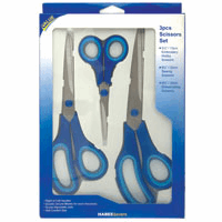 Set of 3 Pairs Soft Grip Scissors 13cm, 22cm & 25cm Right or Left Handed