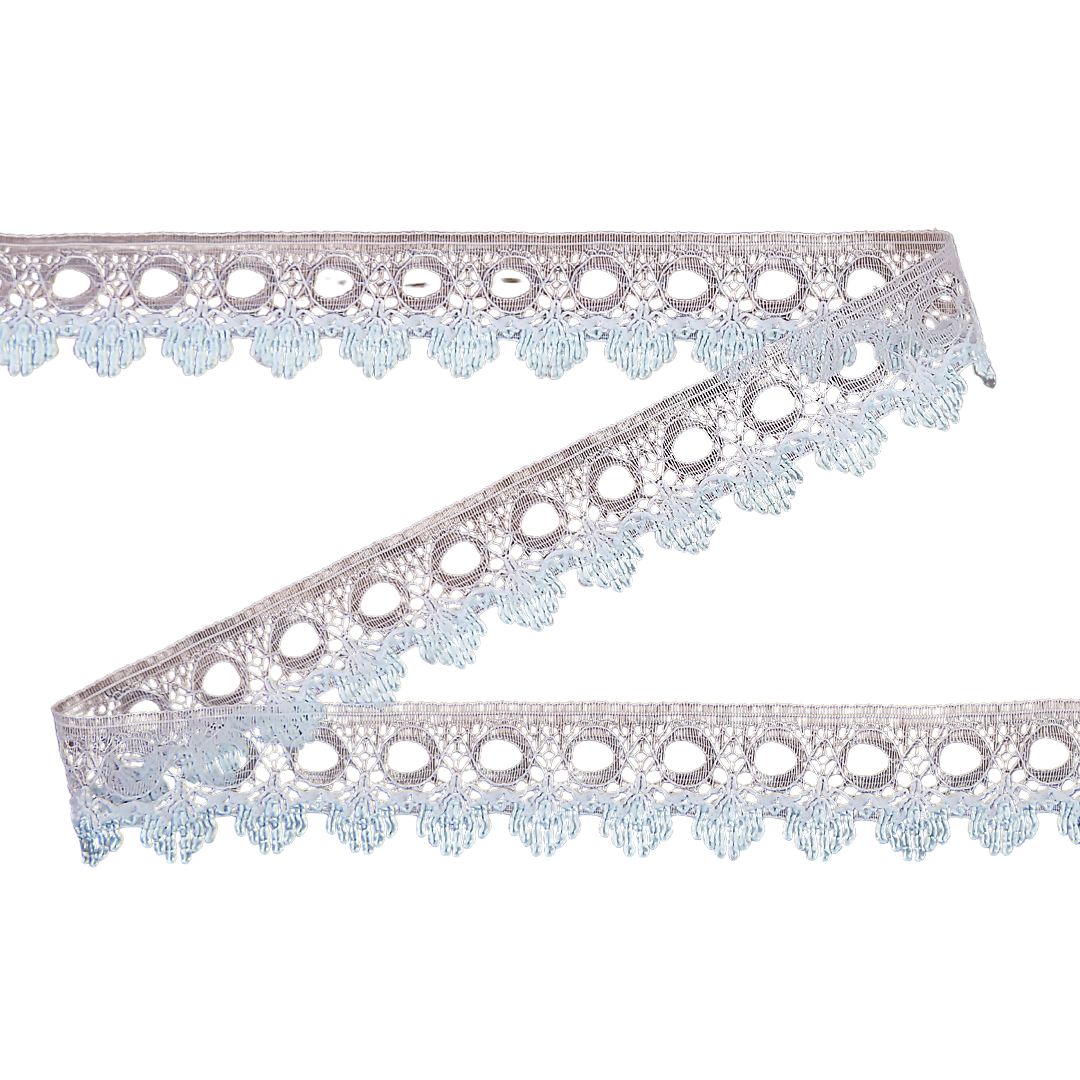 Eyelet Knitting in Lace 18mm White/Blue - 50m Rolls