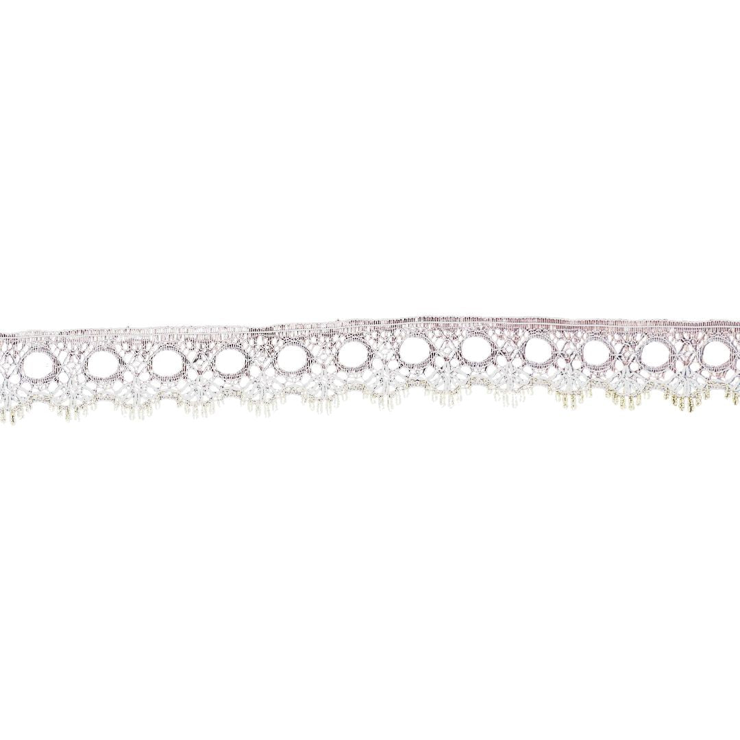 Eyelet Knitting in Lace 18mm White/Gold - 50m Rolls