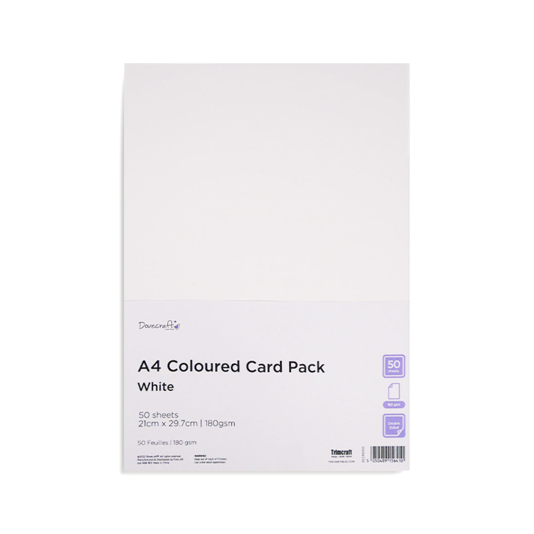 DCCRD005 Dovecraft - A4 Coloured Card Pack - White - Product Image.jpg