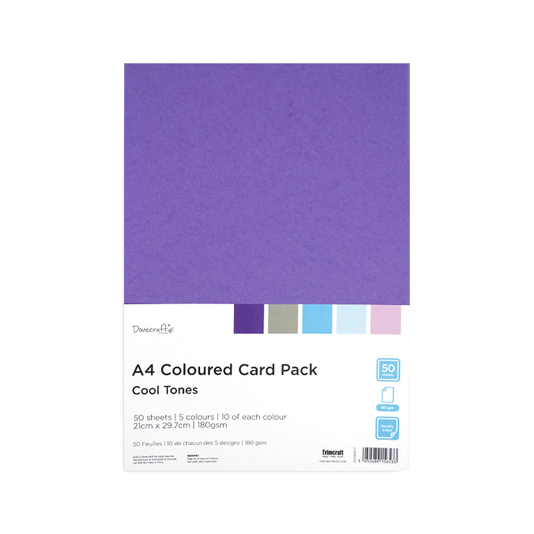 DCCRD017 Dovecraft - A4 Coloured Card Pack - Cool Tones - Product Image.jpg