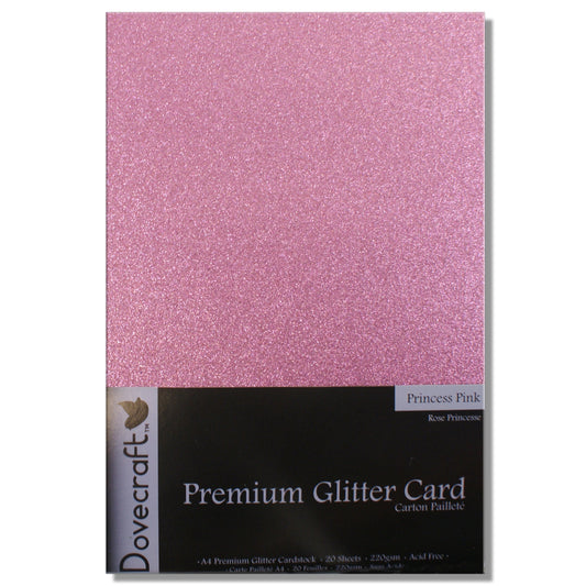 Dovecraft A4 Glitter Card Pink - 20 Sheets