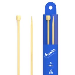Essentials Knitting Pins Bamboo 30cm 3mm