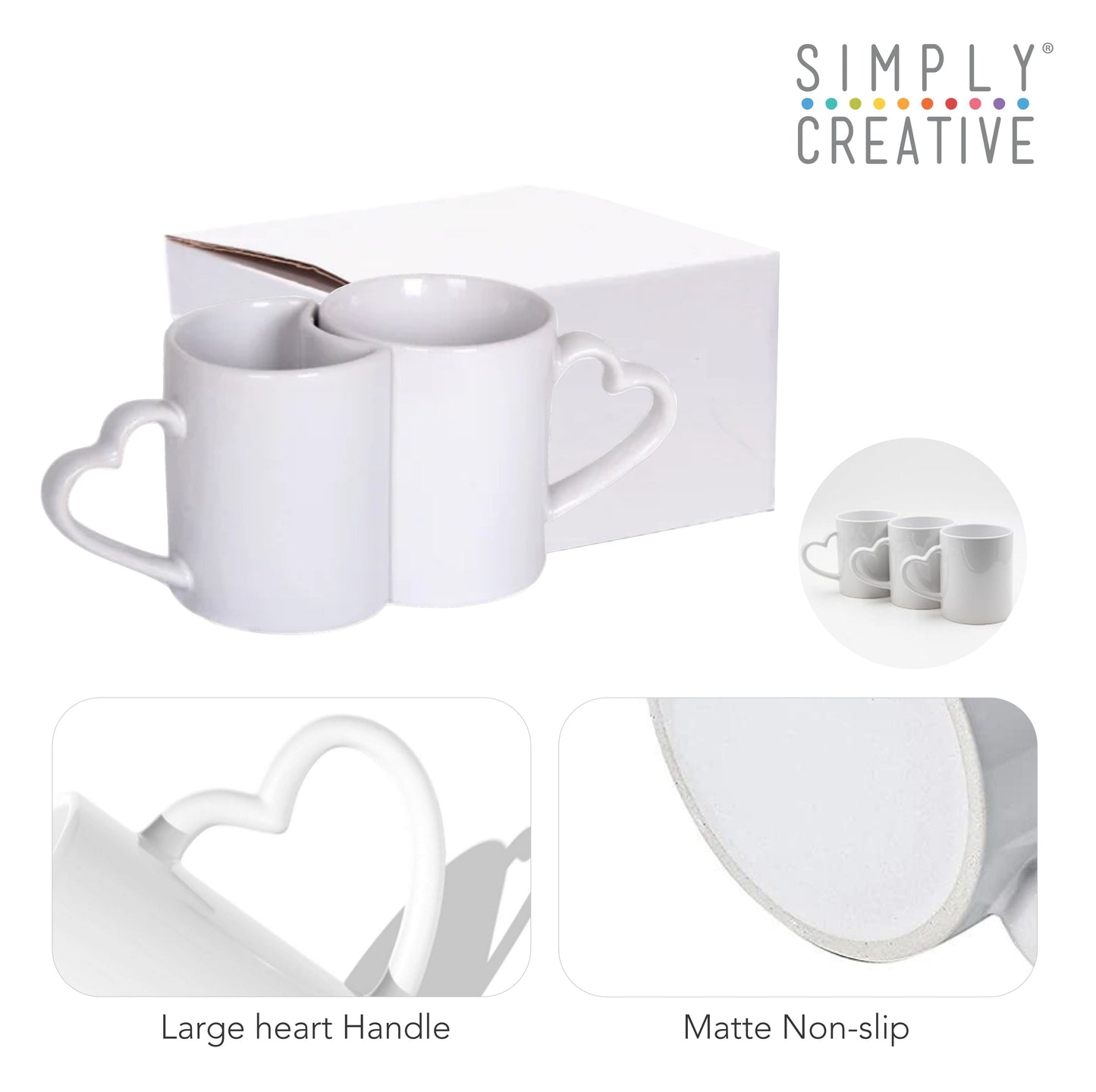 Simply Creative Sublimation Mugs 11oz - Couple Heart - 18 sets (36 mugs in total)