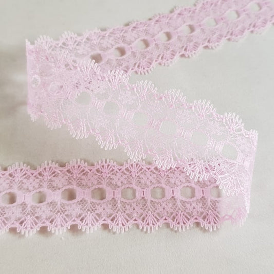 Knitting In Eyelet Lace 30mm All Pink x 50 metres