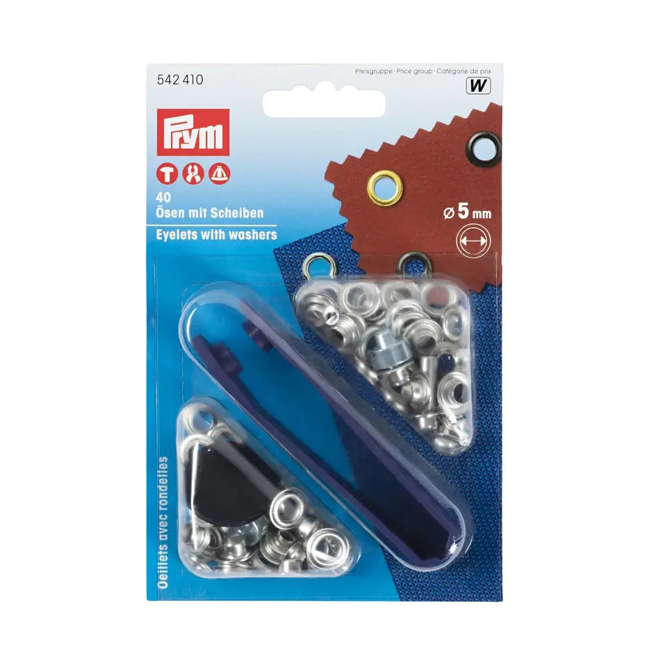 Prym Eyelets and Washers Silver Coloured 5 mm Card 40 pieces