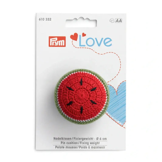 Prym Love Melon Pin Cushion and Fixing Weight.
