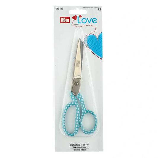 Prym Love Textile Scissors 18cm/7 inches. mint with white spots