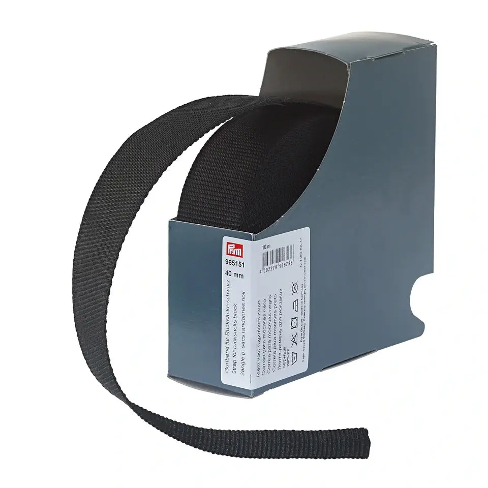 Prym Bag Strapping 40mm Black 10 metre per box