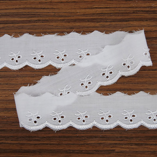 Broderie Anglaise Trim Cherry Design 1" wide White 27.4 metre cards