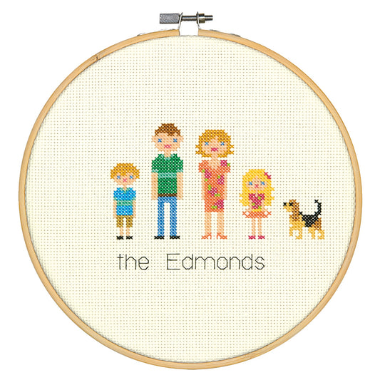 Dimensions Counted Cross Stitch Kit with Hoop All in the Family