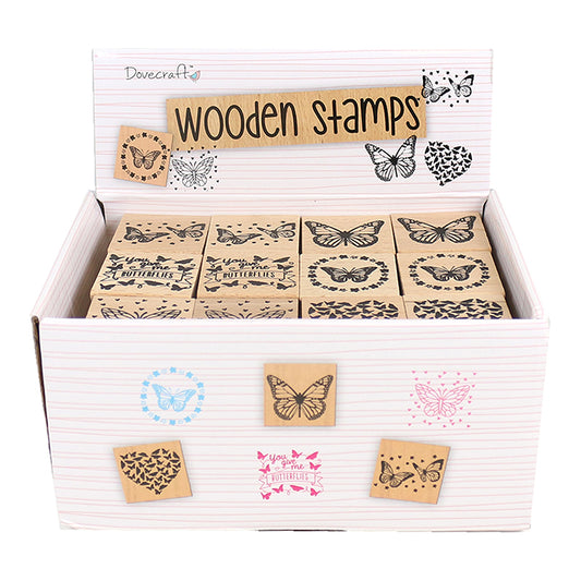 Dovecraft Wooden Stamp CDU 48 Pieces - Butterflies