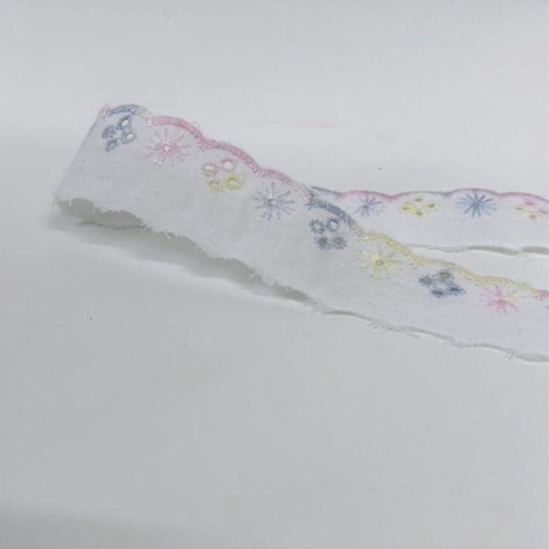 Broderie Anglaise 1 inch Lace Multi Coloured 1x 411 meters Roll