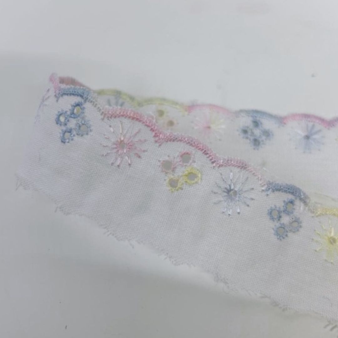 Broderie Anglaise 1 inch Lace Multi Coloured 1x 411 meters Roll