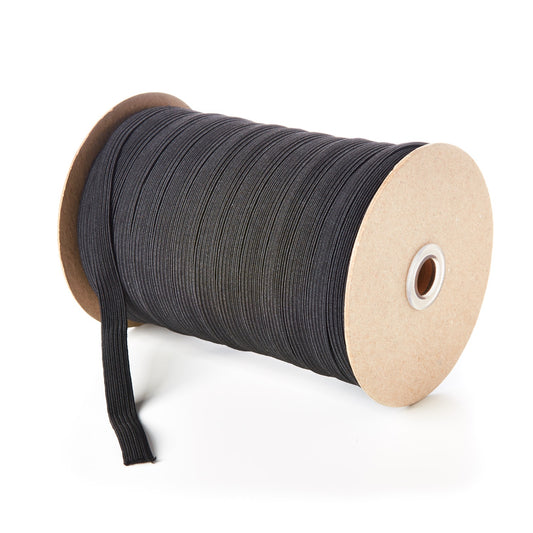 Elastic Braided 12 cord Black 150 metre roll