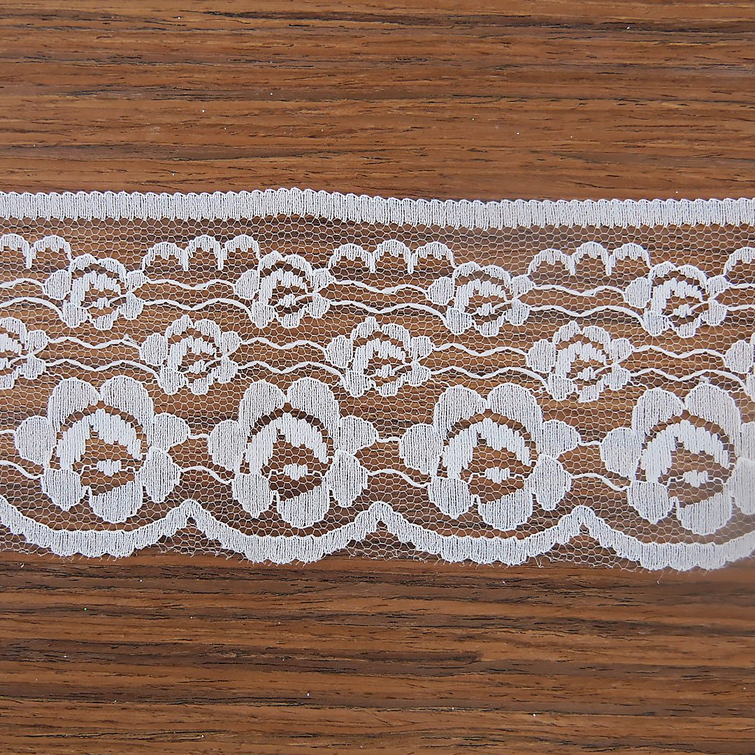 Lace Rose Design 3" wide White 50 metre reels