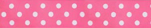 Polka Dot Ribbon White on Hot Pink 10mm x 20 metres